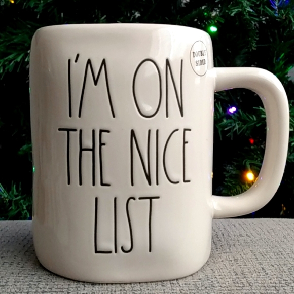 I'm On The Nice List Santa Claus Holiday Mug Double-sided Green Inside - Picture 2 of 5